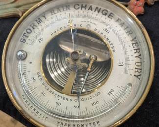 Geo. Carpenter and Co. brass barometer and thermometer 
