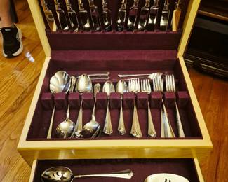 Much silverplate, brass and sterling.  Silverplate flatware 