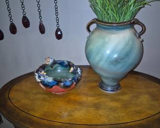 Much vintage and modern pottery. Steven Hill Studio Art Pottery vase.  Sumida drip pottery