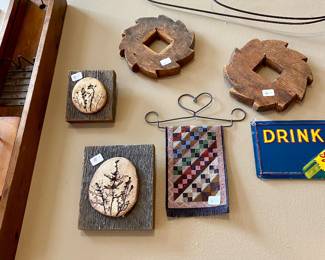 we have an entire wall of vintage kitchen tools, art and display pieces, it's really a work of art