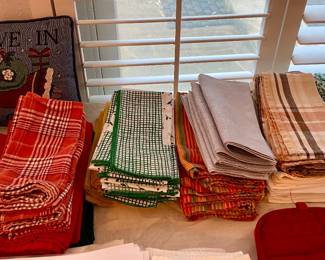 many nice clean and colorful linens