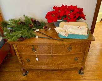 antique oak three drawer dresser/buffet 