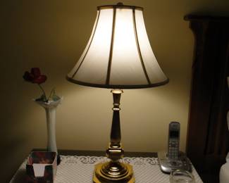 Pair of brass lamps