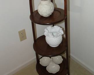 3 tier display stand, milk glass