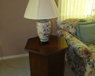 Speaker made into a side table, lamp
