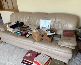 . . . tan leather couch