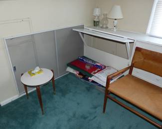 Pair Of Vintage Armchairs, small side table