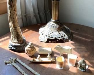 Small carved bone and “French Ivory” pieces