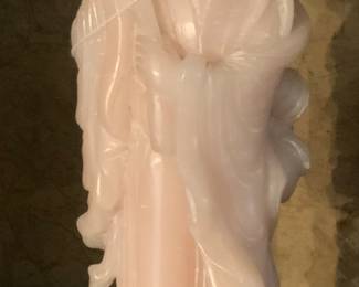 Large carved pink quartz statue