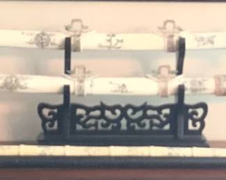 Carved and engraved bone swords (stand goes with the top pair)