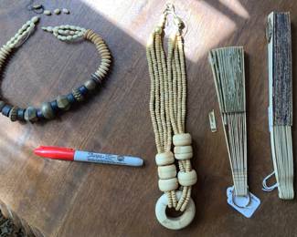 Bone jewelry and early 20th century bone fans