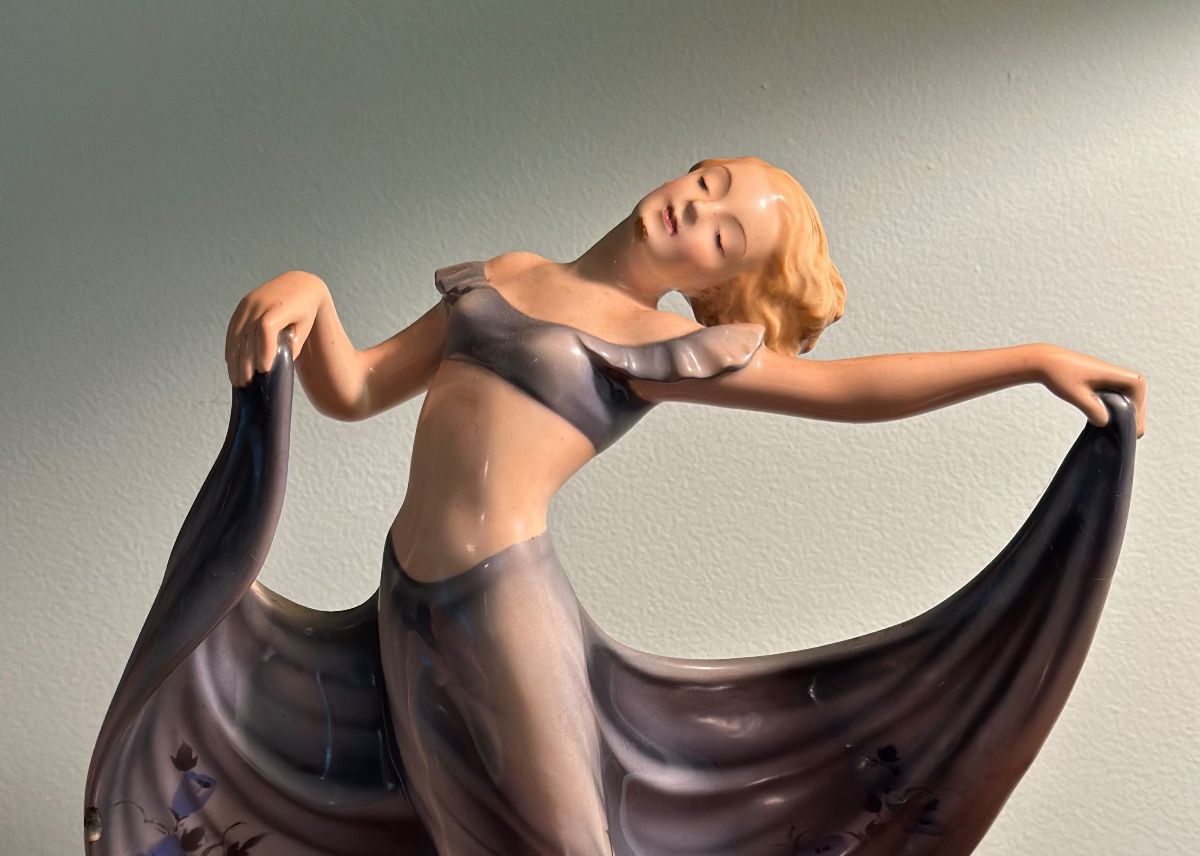 Art Deco style Keramos-Austria ballerina porcelain sculpture.