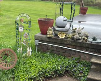 A collection of garden decor