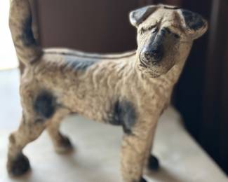 Vintage Hubley cast iron Wired Fox Terrier dog doorstop.