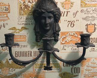 Vintage figural wall sconce for candles,  Gothic style 