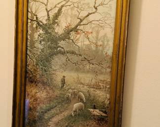 Signed Frederick William Hulme a Victorian landscape painter , rural scenes of shepherds and sheep