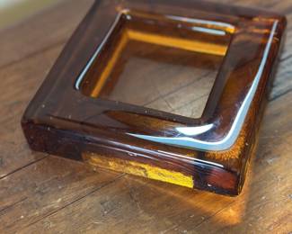 Mid-Century Modern amber glass ashtray
