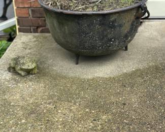 Large antique cast iron cauldron