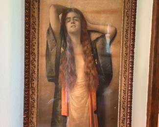  Framed print titled "Bien-Etre" (Contentment) by the German artist Max Nonnenbruch.
