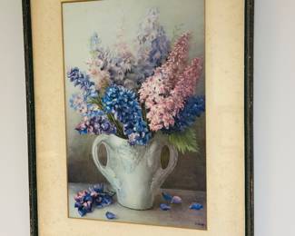 This floral still life is a work by the artist K. Stiffe, who is known for creating similar 20th-century botanical pieces