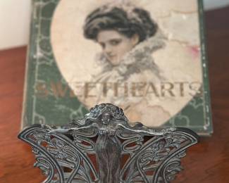 Book of Sweethearts Pictures By Famous Artists Jenkins, Art Nouveau letter rack 