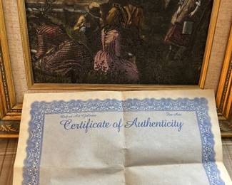 "Gathering Berries" by the famous American realist painter Winslow Homer, with COA 