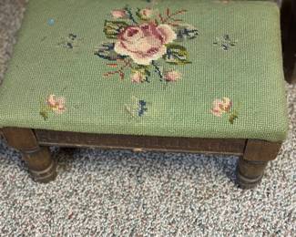 Vintage needlepoint footstool