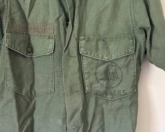 Vintage Vietnam War era US Navy Seabees OG-107 cotton sateen utility shirt.