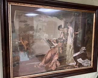 This artwork is titled "In the Studio" by artist Conrad Kiesel, originally created in the 1800's 