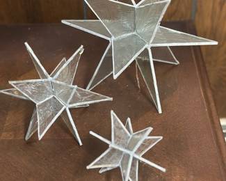 Clear glass, 3D stained glass Moravian star ornaments