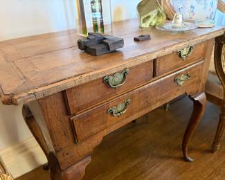 $480. Antique three drawer chest. 28.5 inches wide by 18 inches deep by 25.5 inches high.
