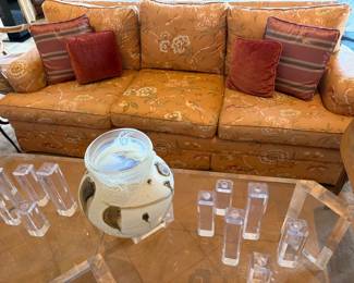 Another view of the sofa -accessories for in-person shopping hours.