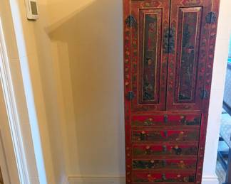 $1200. Antique Asian locking cabinet. 23"w x 19.5"d x 64"h.