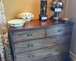Antique and vintage porcelain collectibles and metal serving pieces  for sale during in-person shopping only.