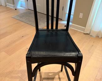 Set a three Restoration Hardware bar height stools. 16 inches wide by 17 inches deep by 45 inches high seat height is 30 inches.