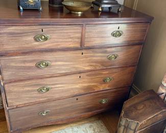 Antique five drawer chest. 42.5"w x 20"d x 40"h.