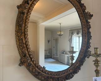 $860. Oval giltwood likely French mirror. 30"w x 36"h.