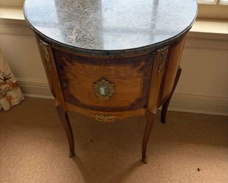 Demilune marble top chest 26 inches wide by 14 inches deep by 29 inches high
