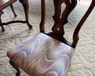 view of the chairs. Seven side and one captains chair. Side chairs are 23"w x 19" d x 38.5"h