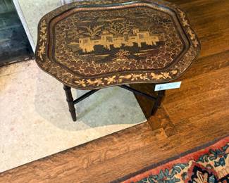 Antique tray table for sale during in person shopping
