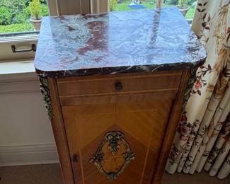 Marble top rectangular chest 17 1/2 inches wide by 13 1/2 inches deep by 30 inches high