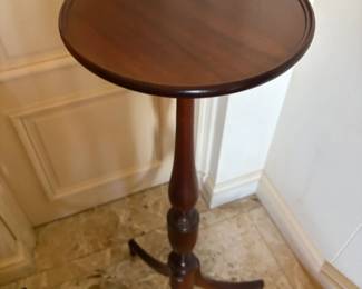 $260. One of a pair of antique mahogany plant stands. 12' diameter x 46"h
