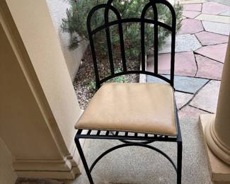 close up of the curved back chairs. Chairs are 18 inches wide by 16 inches deep by 36 inches high. There are 12 in total.