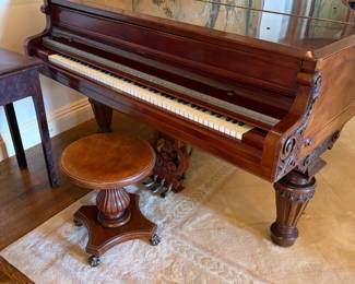 $3500. Chickering grand piano piano serial number 82990. 63 inches wide by 75 inches deep by 38 inches h. Chickering & Sons of Boston was the first U.S. piano maker.