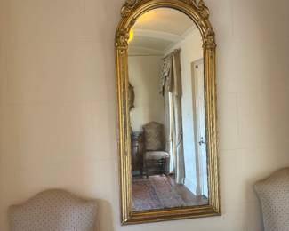 $680. Antique gold gilt Pier mirror with Rococo and Victorian design features. 25"w x 61"h