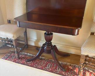 View of the antique game table with the top open
