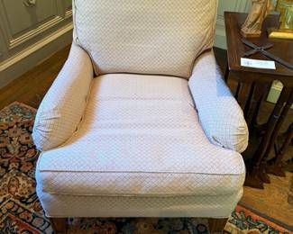 $220. Upholstered armchair. 27 inches wide by 31 inches deep by 33 inches high.