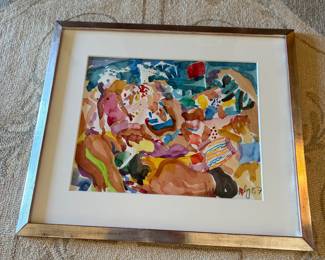 $15,000 Malcolm Morley "Red Flag Day" signed and dated 1987. 16"w x 13"h. for in-person shopping only.