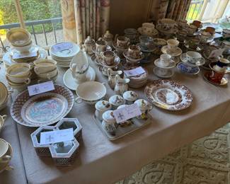 Antique and vintage porcelain collectibles and china sets for sale during in-person shopping only.