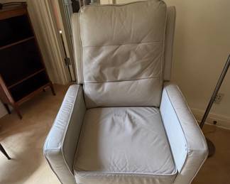 Leather recliner. 30 inches wide by 31 inches deep by 38 inches high
